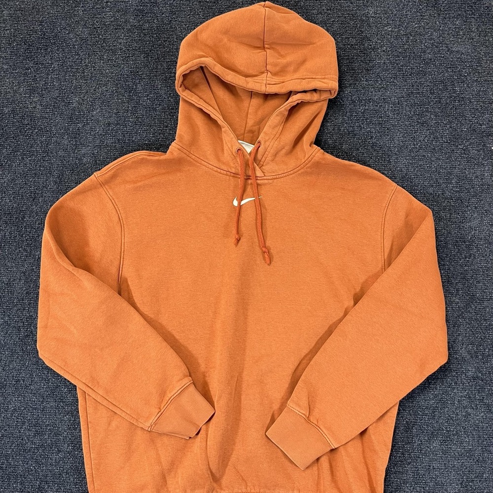 Nike Hoodie Mens Extra Small Orange Swoosh Pullover Hooded Sweatshirt Casual XS